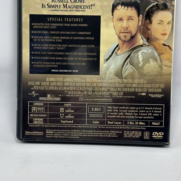 Gladiator Movie Film DVD Widescreen‎ Russel Crowe 5 Academy Awards Best Picture - Picture 5 of 9